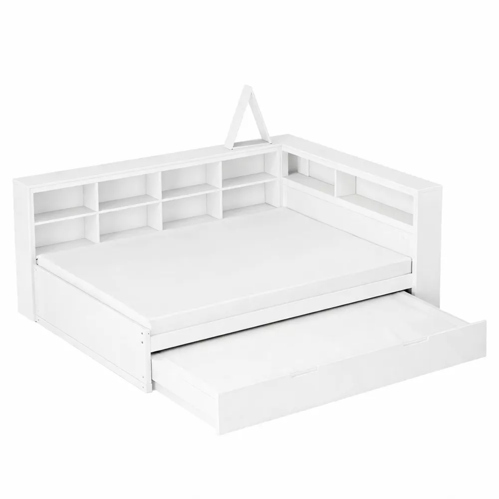 Lit multifonctionnel pour enfant avec espace de rangement et port USB-Nestglanzs