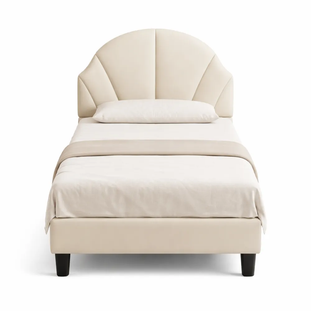 Lit simple 90x200 cm avec tête de lit réglable et sommier à lattes, velours doux pour enfant-Nestglanzs