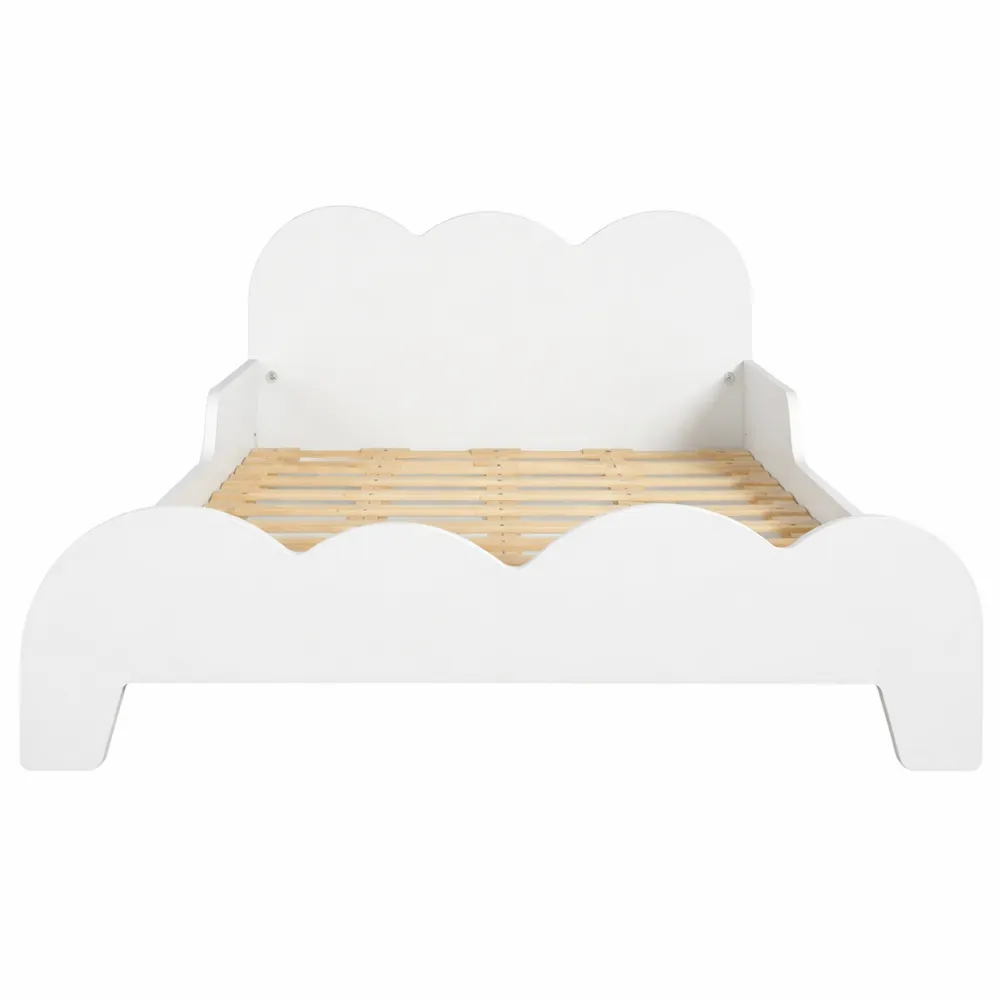 Lit au Sol pour Enfants 70x140 cm avec Barrière de Sécurité et Décorations Nuage-Nestglanzs