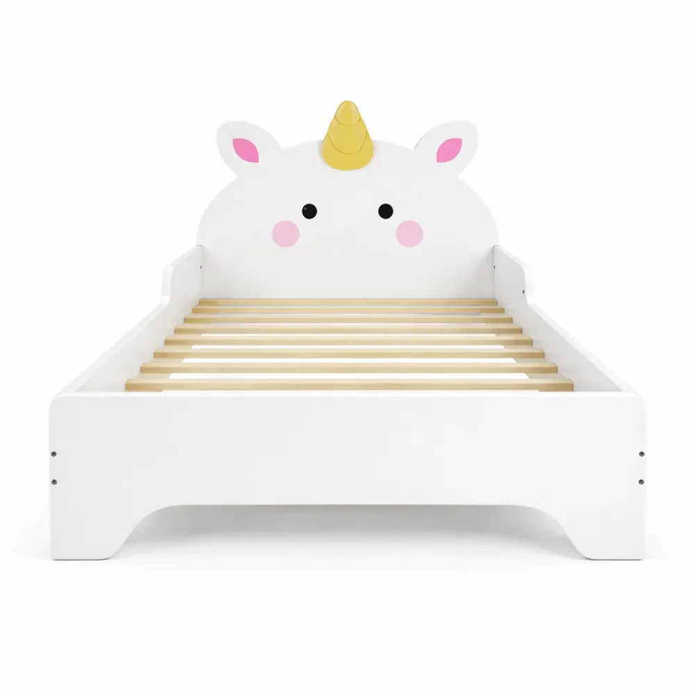 Lit enfant licorne avec barrières latérales, 3-6 ans, rose-Nestglanzs