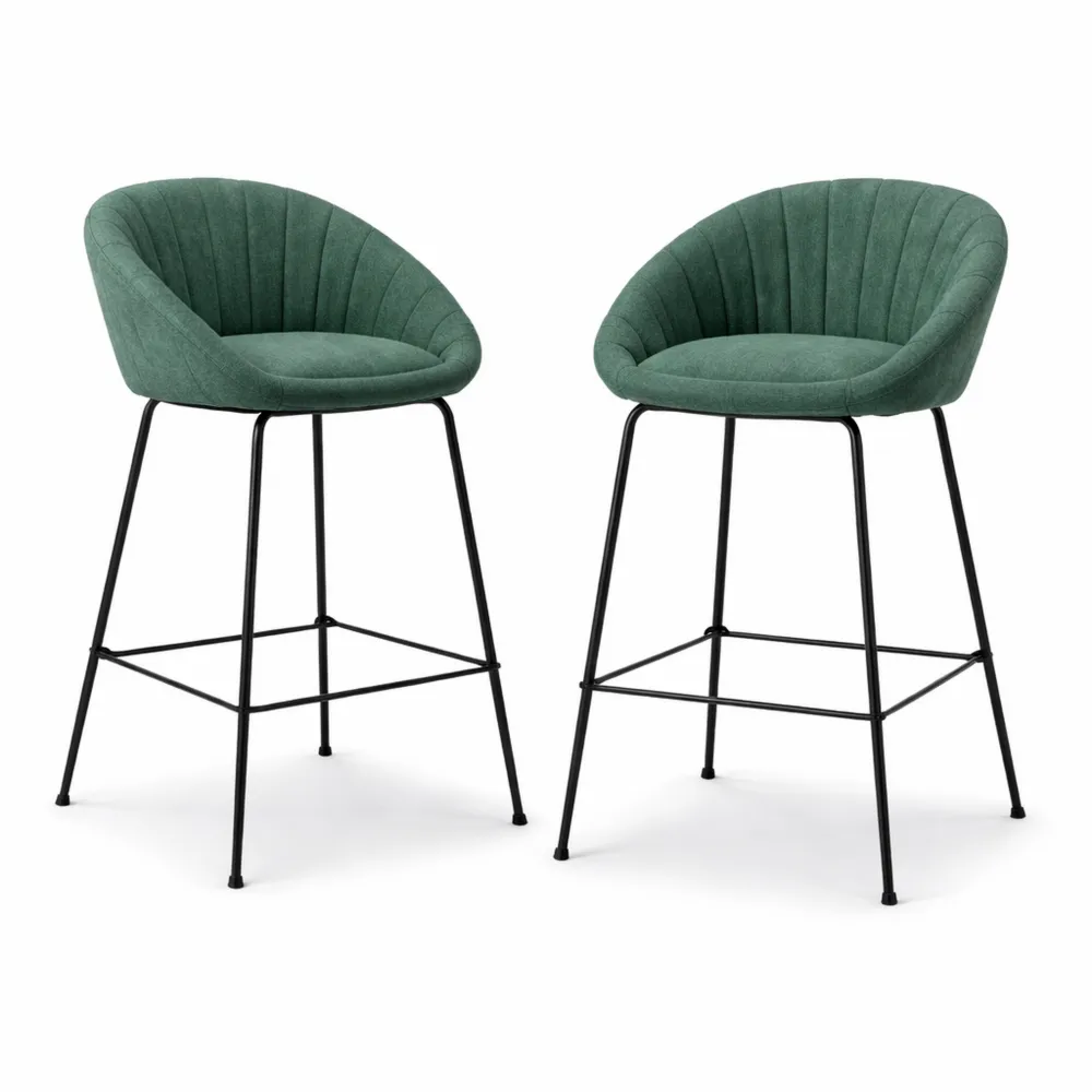 Lot de 2 chaises de bar confortables en tissu pour cuisine moderne-Heimnestls