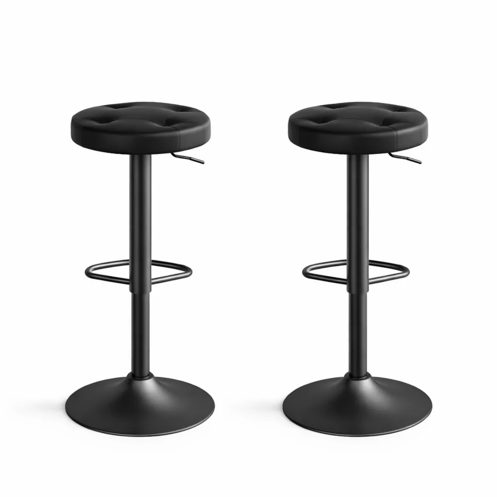 Tabouret de Bar Réglable en Hauteur avec Assise Rembourrée et Repose-Pied-Heimnestls