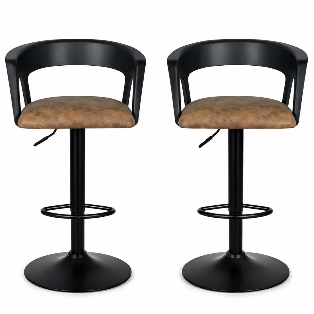 Tabourets de bar réglables avec assise rembourrée en simili cuir-Heimnestls
