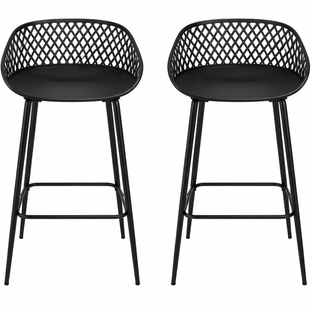 Paire de tabourets de bar avec repose-pieds et dossier ajouré-Heimnestls