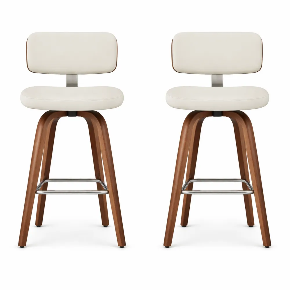 Tabourets de Bar Pivotants en Simili Cuir Blanc avec Repose-Pieds-Heimnestls
