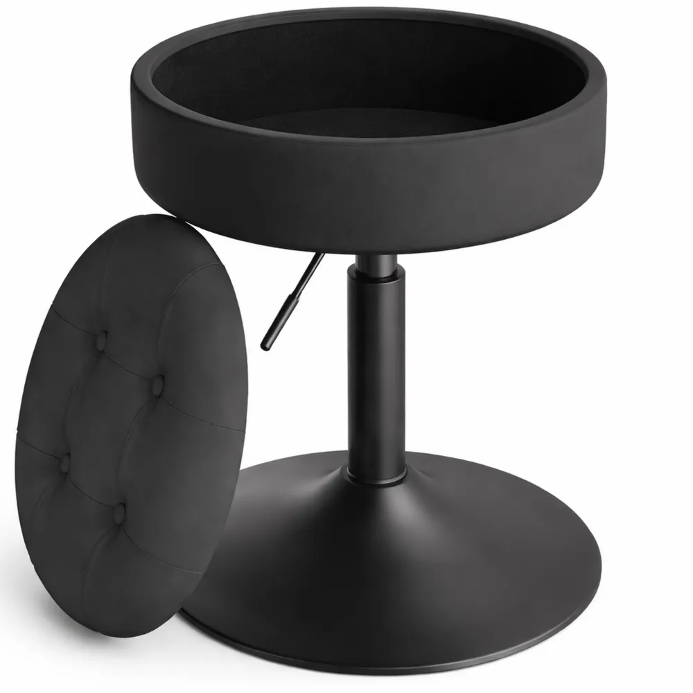 Tabouret de Maquillage Réglable en Hauteur avec Rangement, Siège Pivotant en Velours pour Intérieur-Heimnestls