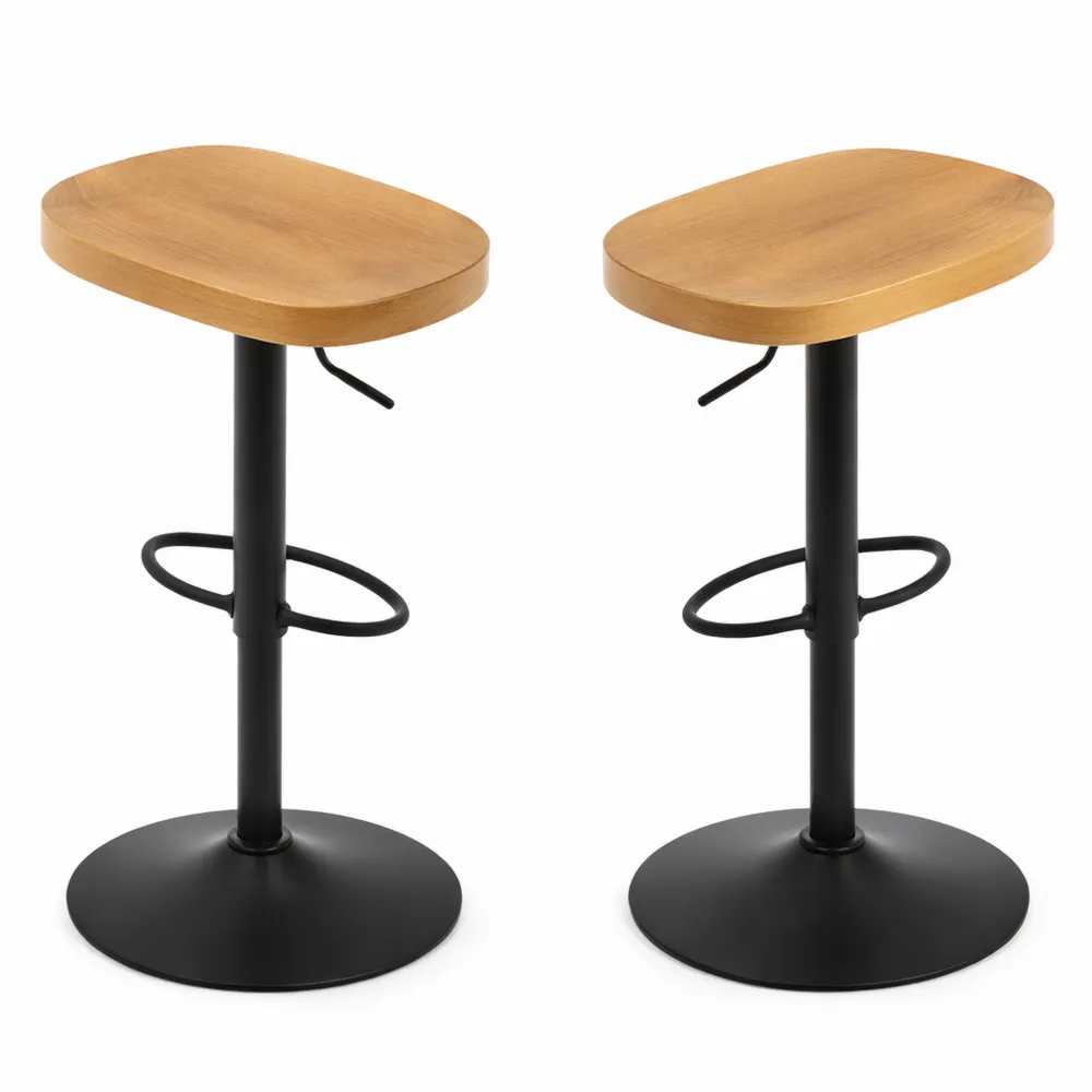 Tabouret de Bar Industriel Réglable en Chêne Foncé-Heimnestls