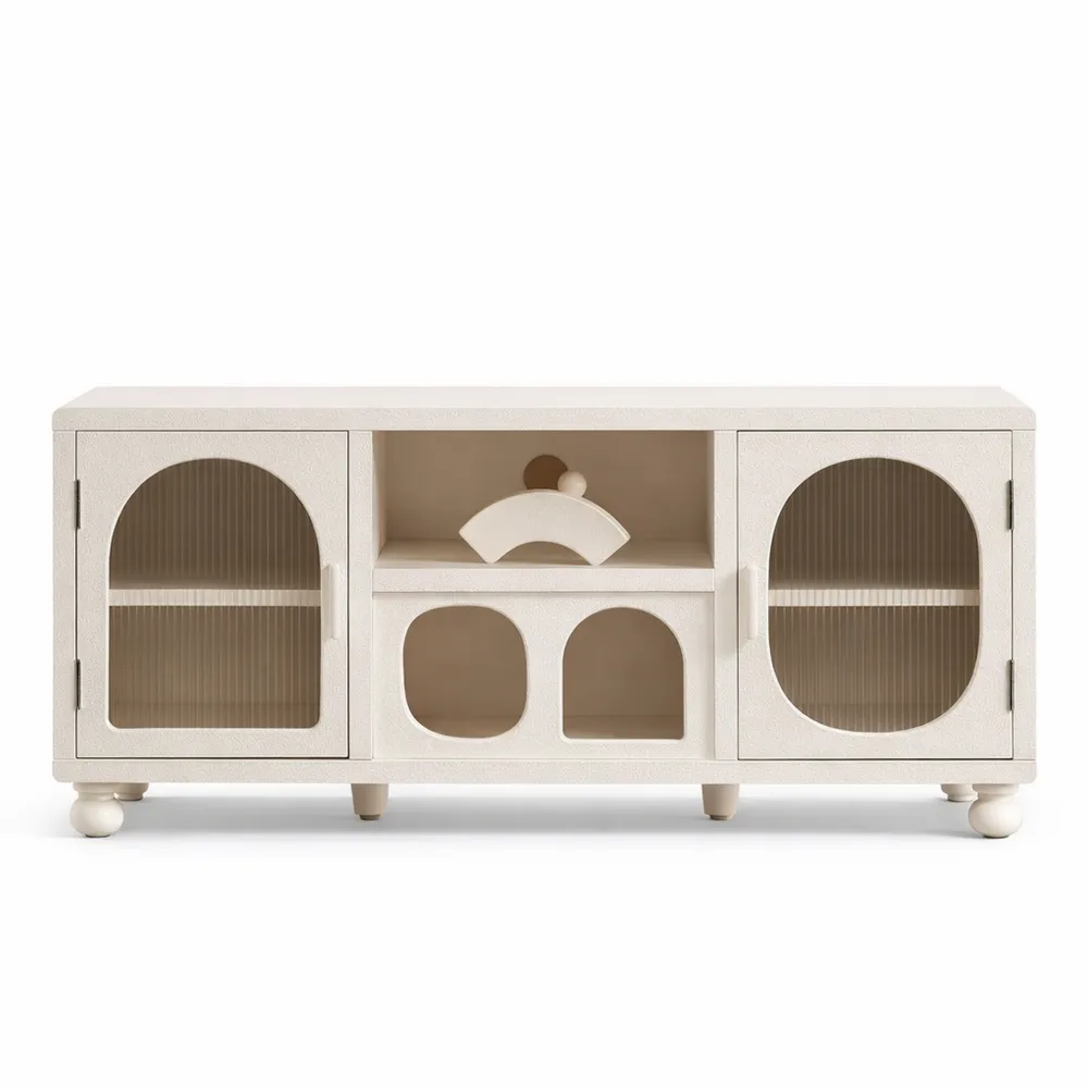 Buffet Moderne à 4 Compartiments avec Portes en Verre-Heimnestls