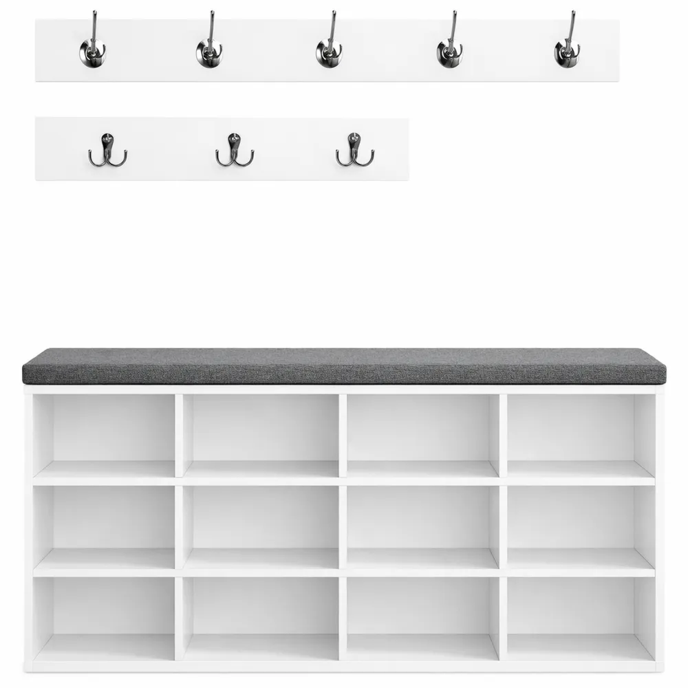 Meuble de Rangement avec Banc et Étagères à Chaussures-Heimnestls