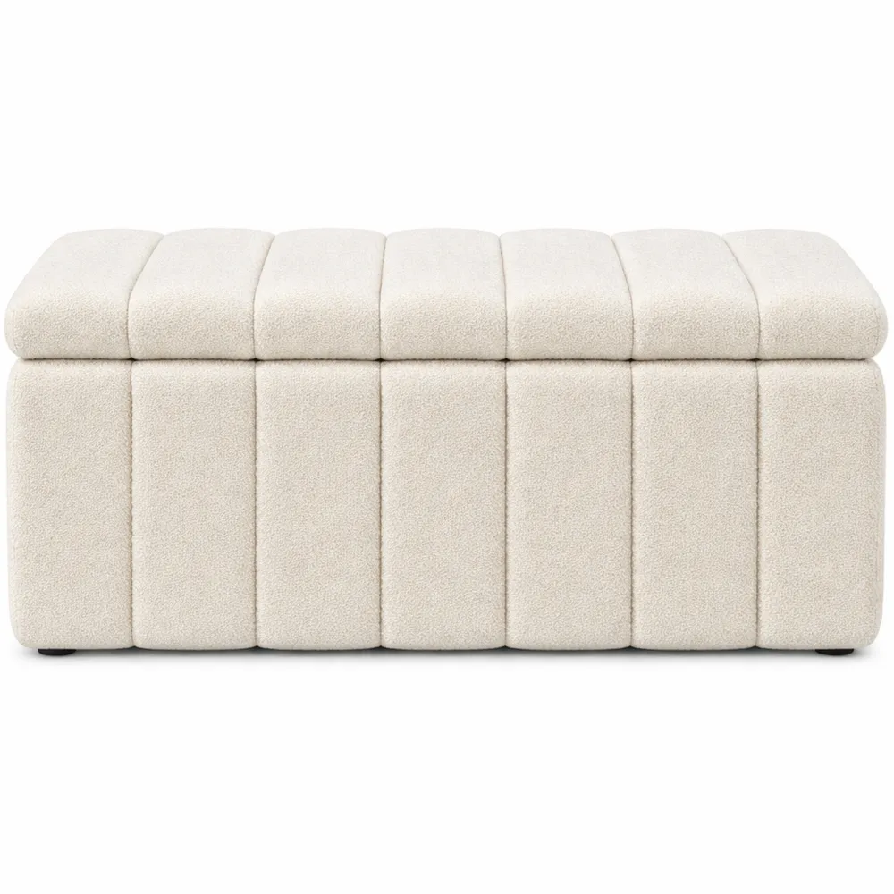 Banc de rangement rembourré en tissu peluche, coffre-siège pour entrée ou salon-Heimnestls