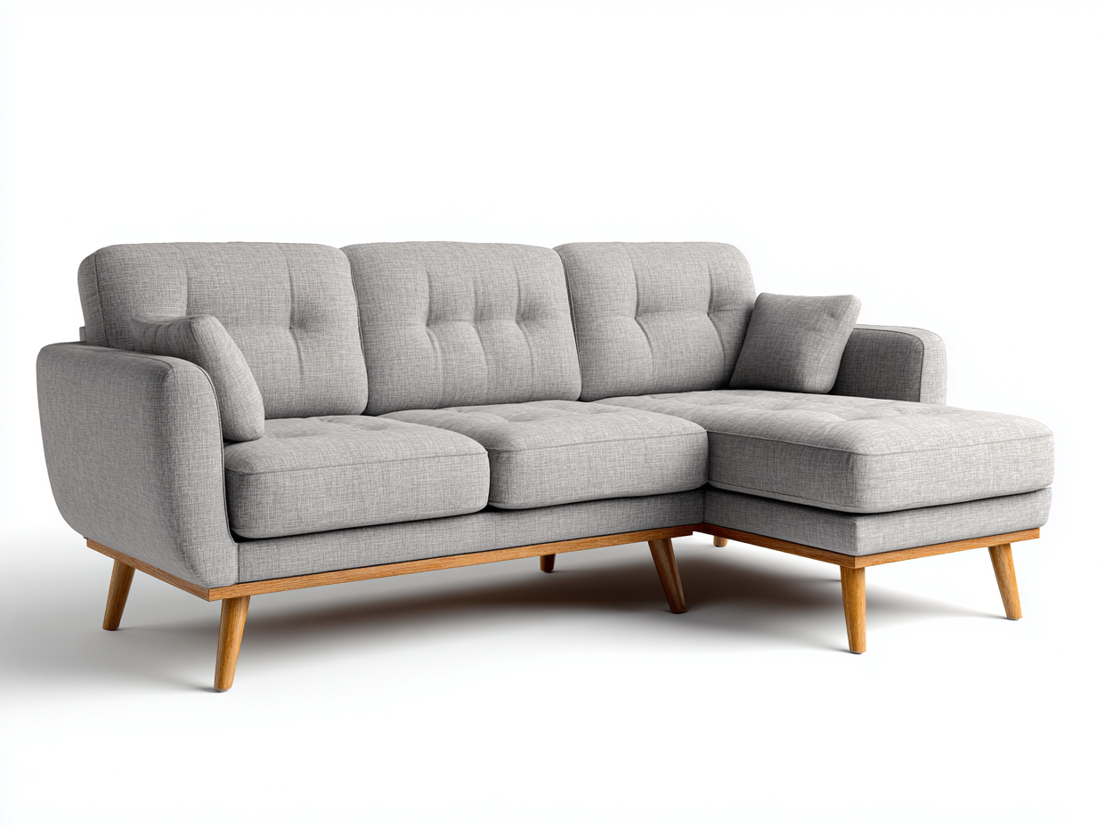 Ecksofa Stoff 235x150x82 cm Hellgrau Wohnzimmer Modernes Design-Gavasonest