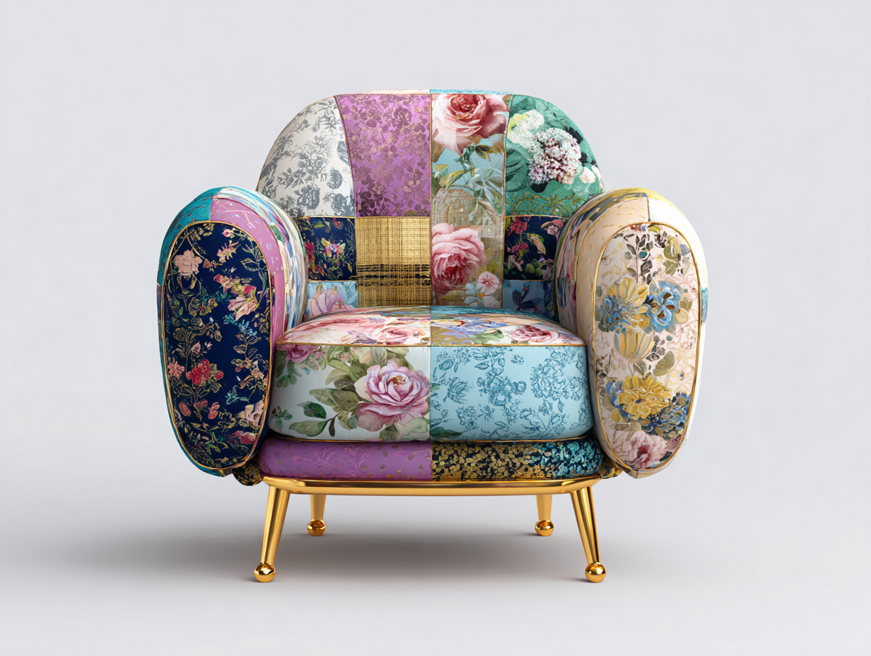 Stoffsessel Patchwork 90x85x88 cm Multicolore Wohnzimmer Modernes Design-Gavasonest