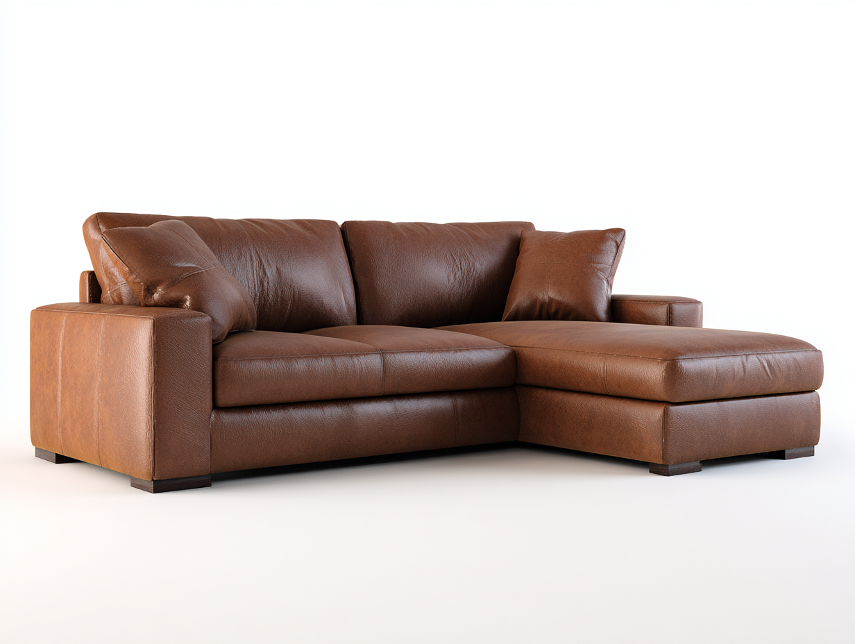 Ecksofa Echtleder 245x160x85 cm Braun Wohnzimmer Modernes Design-Gavasonest