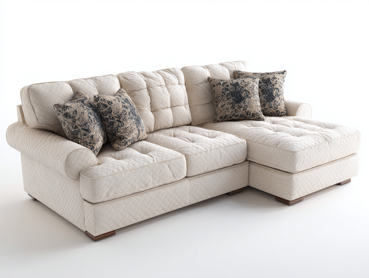 Ecksofa Stoff 265x170x85 cm Beige Wohnzimmer Klassisches Design-Gavasonest
