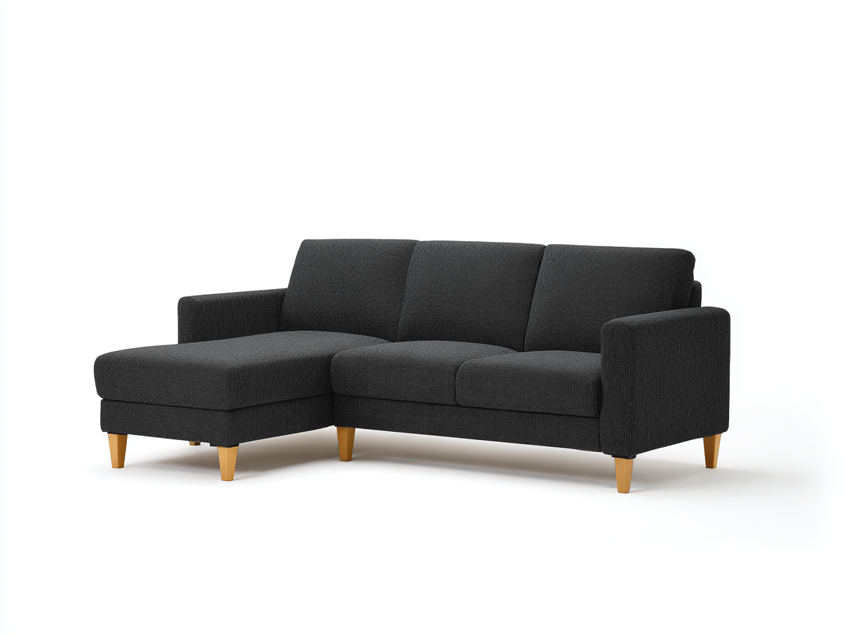 Ecksofa Stoff 235x150x80 cm Schwarz Wohnzimmer Modernes Design-Gavasonest