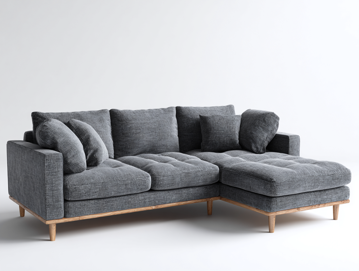 Ecksofa Stoff 255x165x78 cm Grau Wohnzimmer Modernes Design-Gavasonest