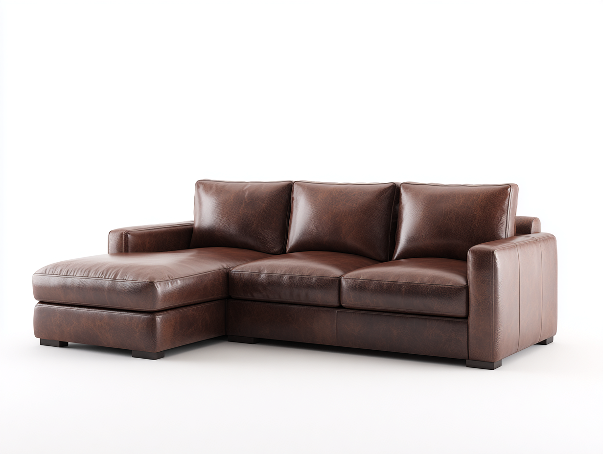 Ecksofa Echtleder 250x155x82 cm Braun Wohnzimmer Modernes Design-Gavasonest