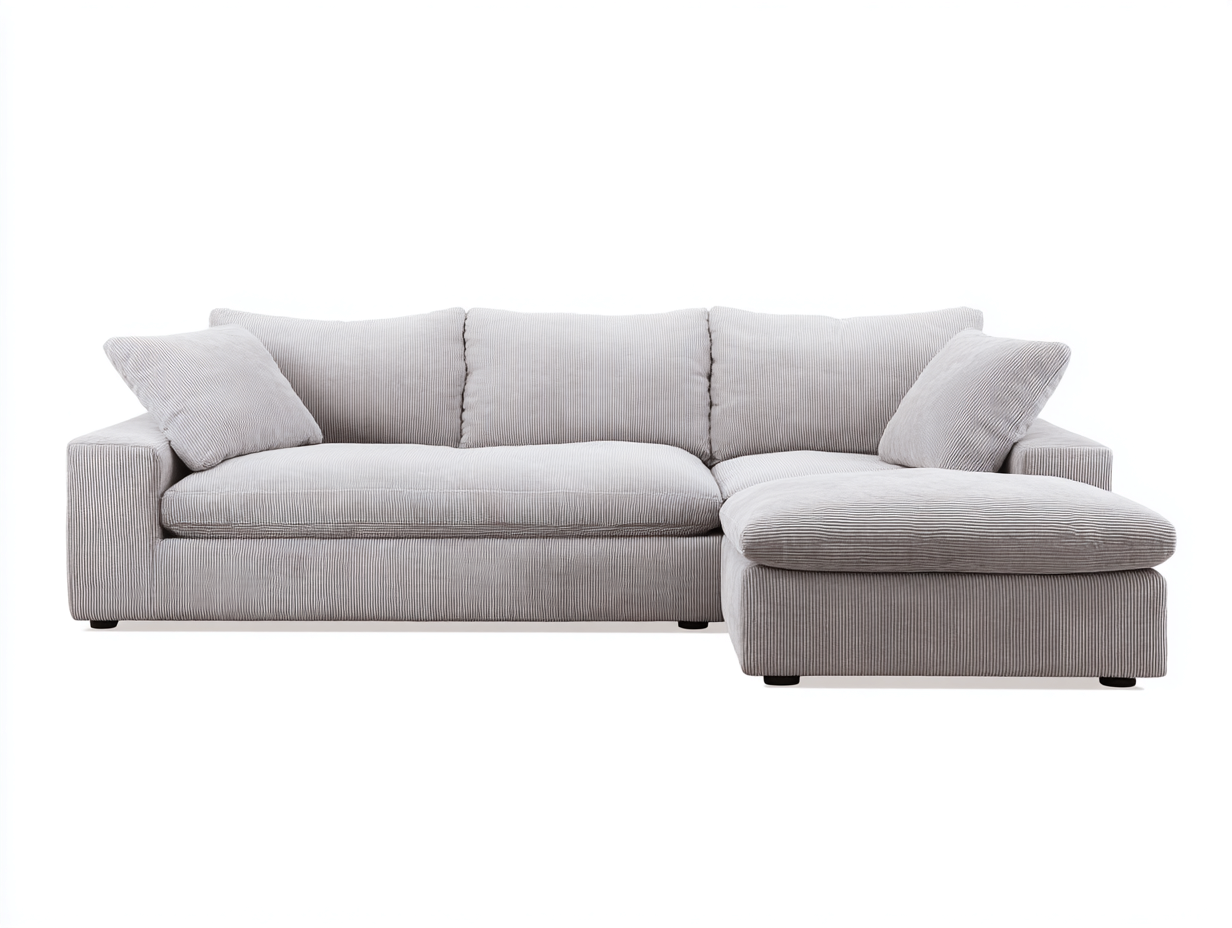 Ecksofa Stoff 270x170x78 cm Grau Weiß Wohnzimmer Modernes Design-Gavasonest