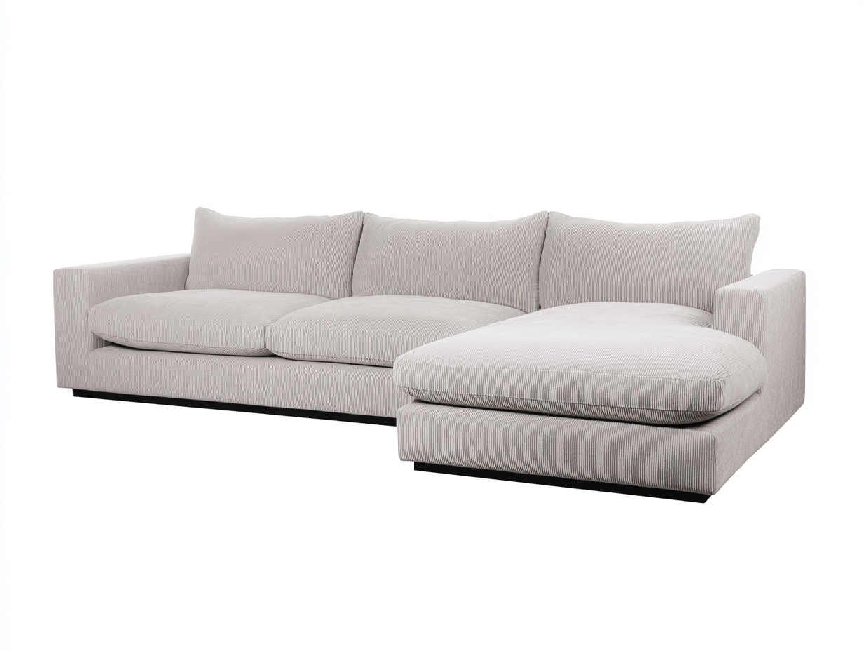 Ecksofa Stoff 275x175x78 cm Grau Weiß Wohnzimmer Modernes Design-Gavasonest