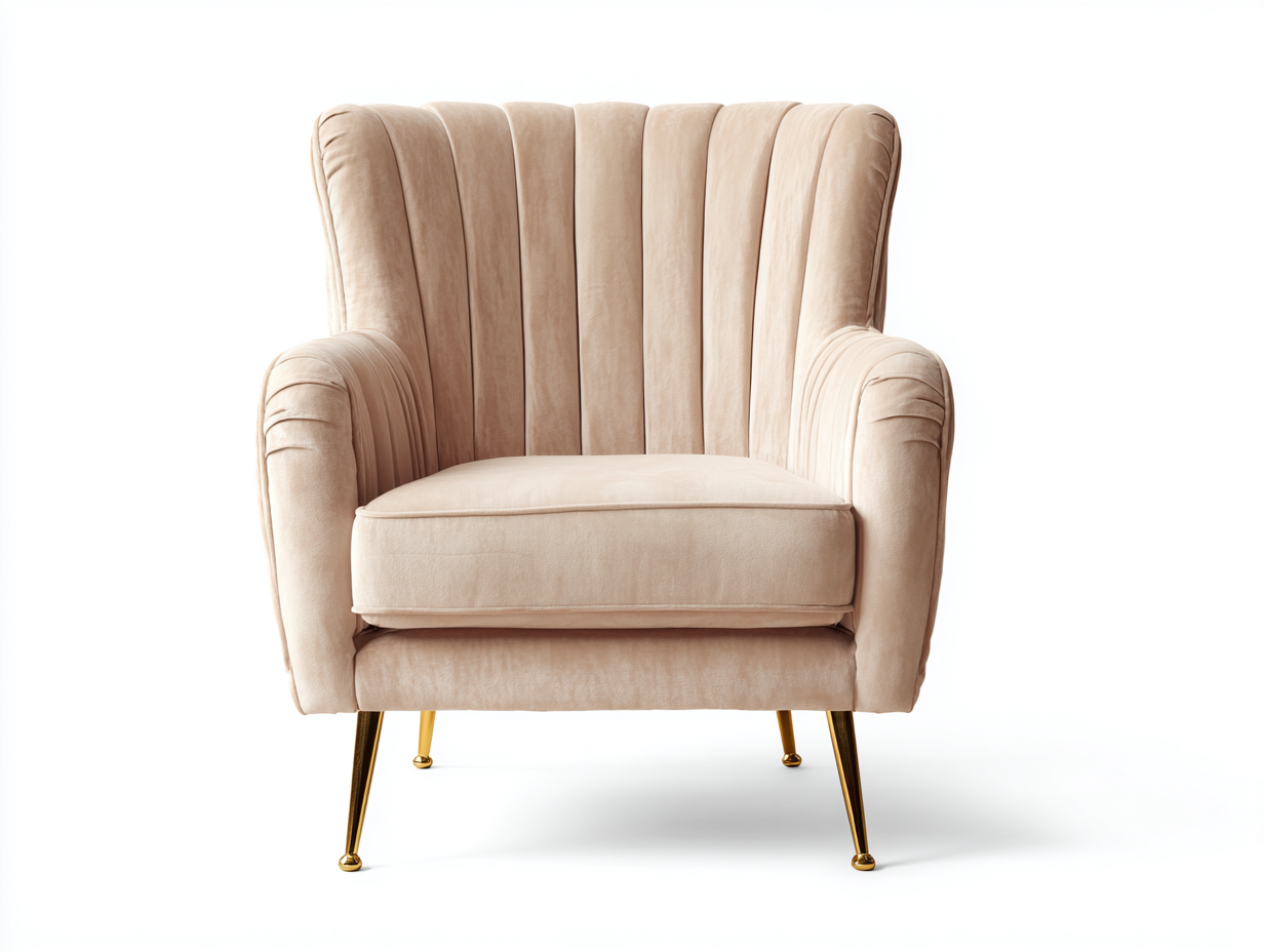 Stoffsessel Samt 88x82x90 cm Beige Wohnzimmer Modernes Design-Gavasonest