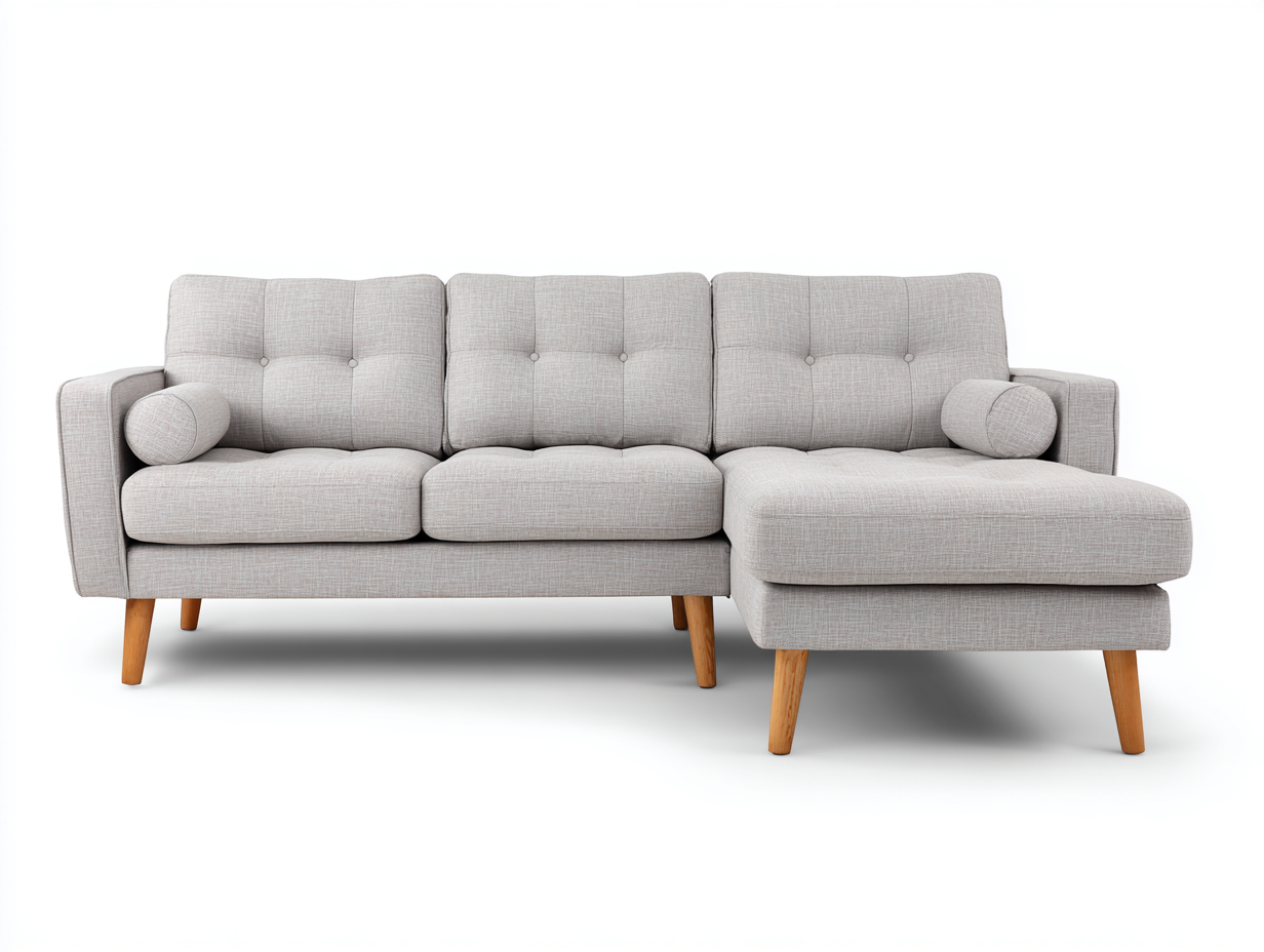 Ecksofa Stoff 240x155x82 cm Hellgrau Wohnzimmer Modernes Design-Gavasonest
