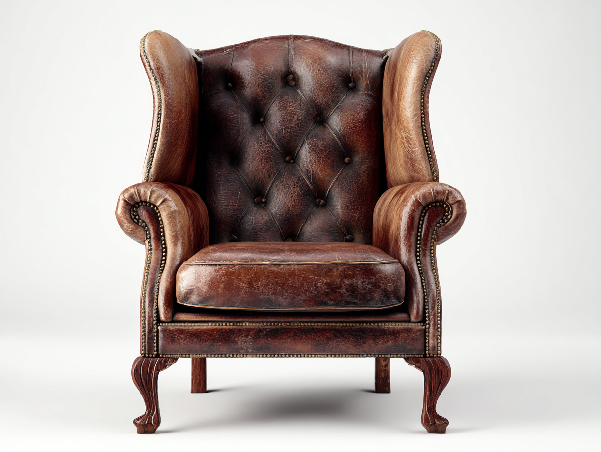 Ledersessel Echtleder 90x83x109 cm Braun Wohnzimmer Chesterfield Stil-Gavasonest