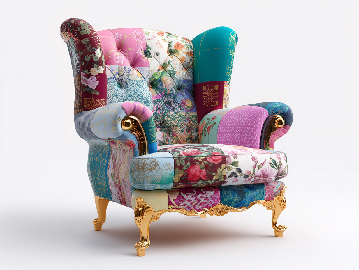 Stoffsessel Patchwork 92x88x105 cm Multicolore Wohnzimmer Klassisches Design-Gavasonest