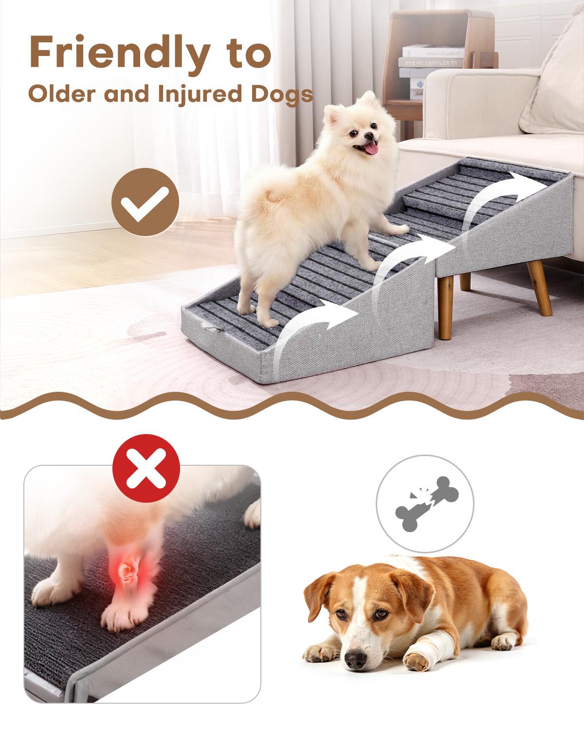 17'' Dog Stairs Ramp for Couch | #SummerVibes #petlovers Ziluce Wooden Ottoman Ramp for Sofa or Short Bed | for Senior,Small, Medium Dogs, Dachshund | 2-in-1 Convertible Home Step Stool with Wood Foot