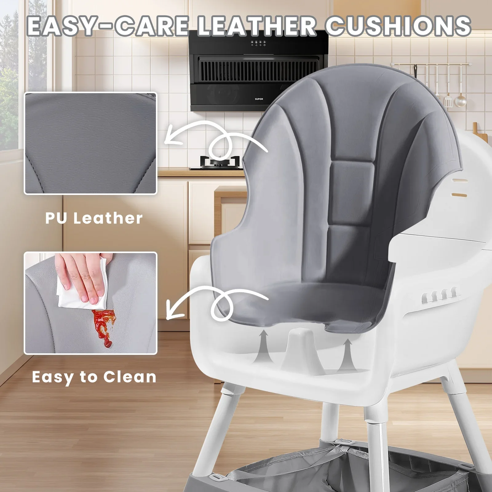 🔥 80% OFF CLEARANCE! Baby High Chair, Portable Baby Dining Chairs Eat & Play Convertible High Chair with Double-Layer Dinner Plate and Toy Rack