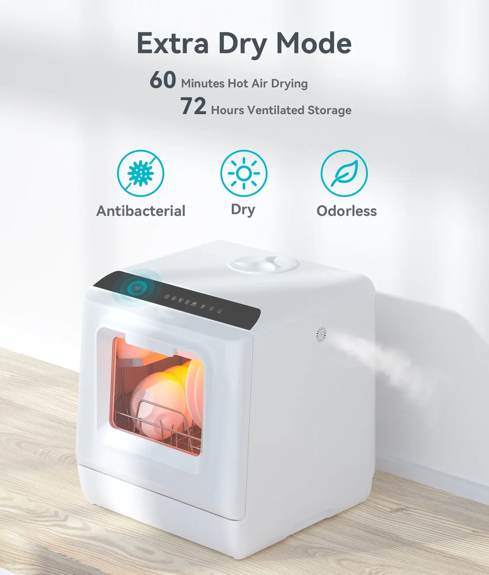 ecozy Portable Dishwasher Countertop, Mini Dishwasher with a Built-in 5L Water Tank, No Hookup Needed, 6 Washing Programs, Extra Air Drying Function Household Appliances Kitchen Automatic Clean Durable Home