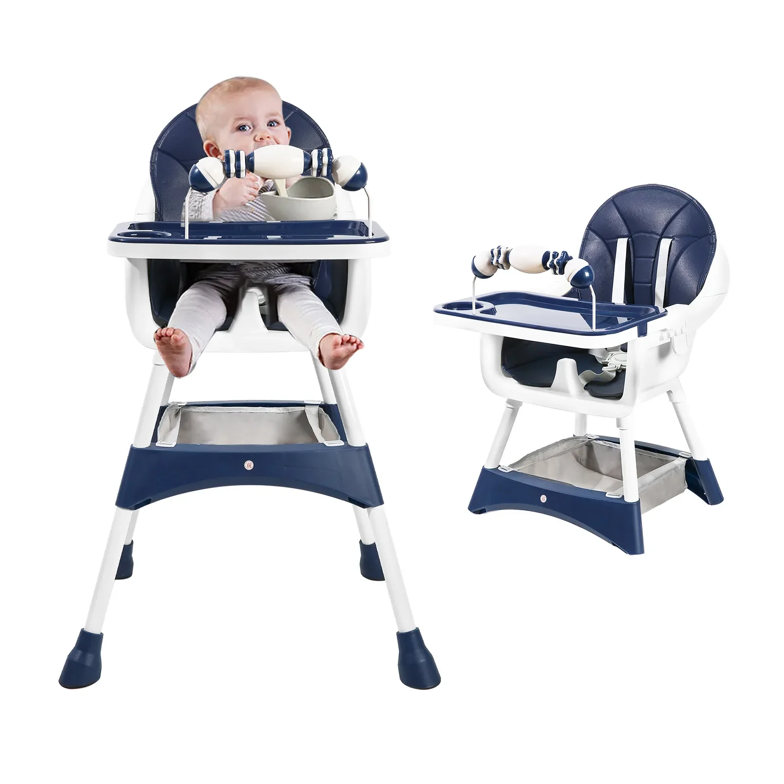 🔥 80% OFF CLEARANCE! Baby High Chair, Portable Baby Dining Chairs Eat & Play Convertible High Chair with Double-Layer Dinner Plate and Toy Rack