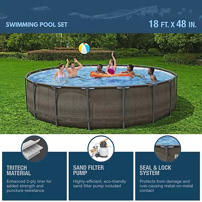 🏊Beat the Heat in Style – 18’ x 48” Round Above Ground Pool Set