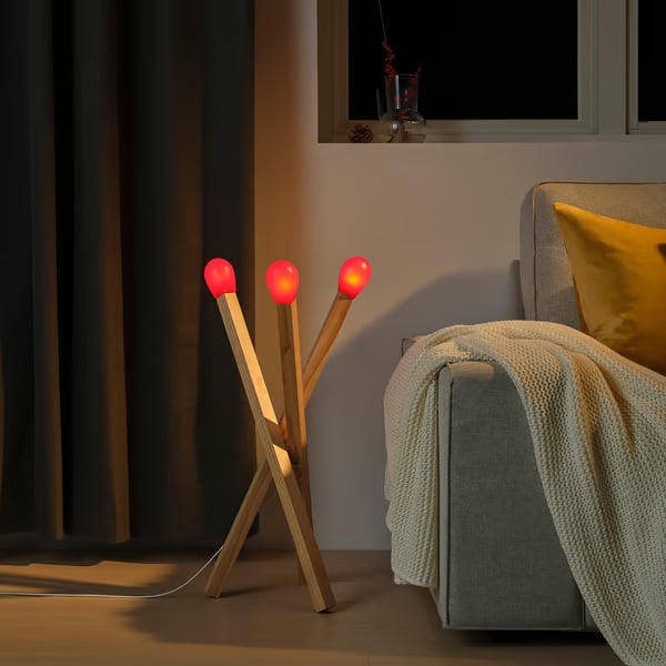 Led Floor Lamp - Matchstick-Shaped Wood