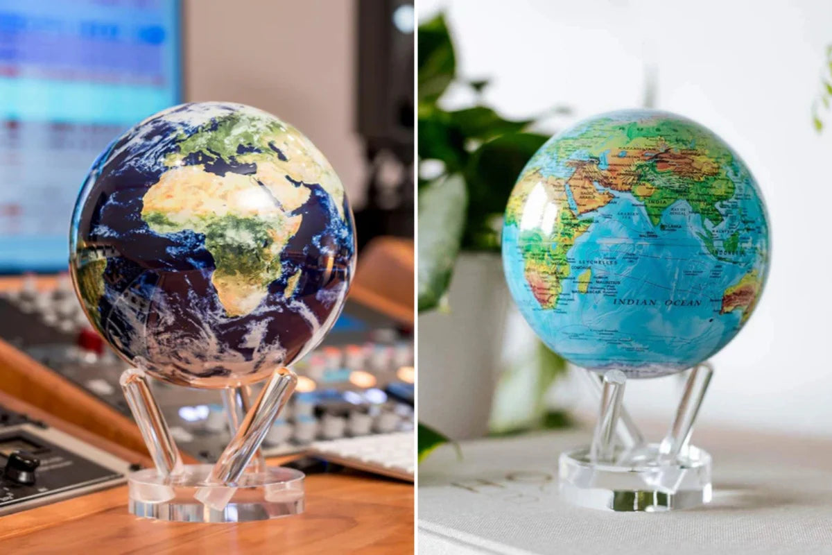 8.5” Self-Rotating Globe Powered by Light | Silent Motion, No Batteries or Wires | Unique Desk Decor