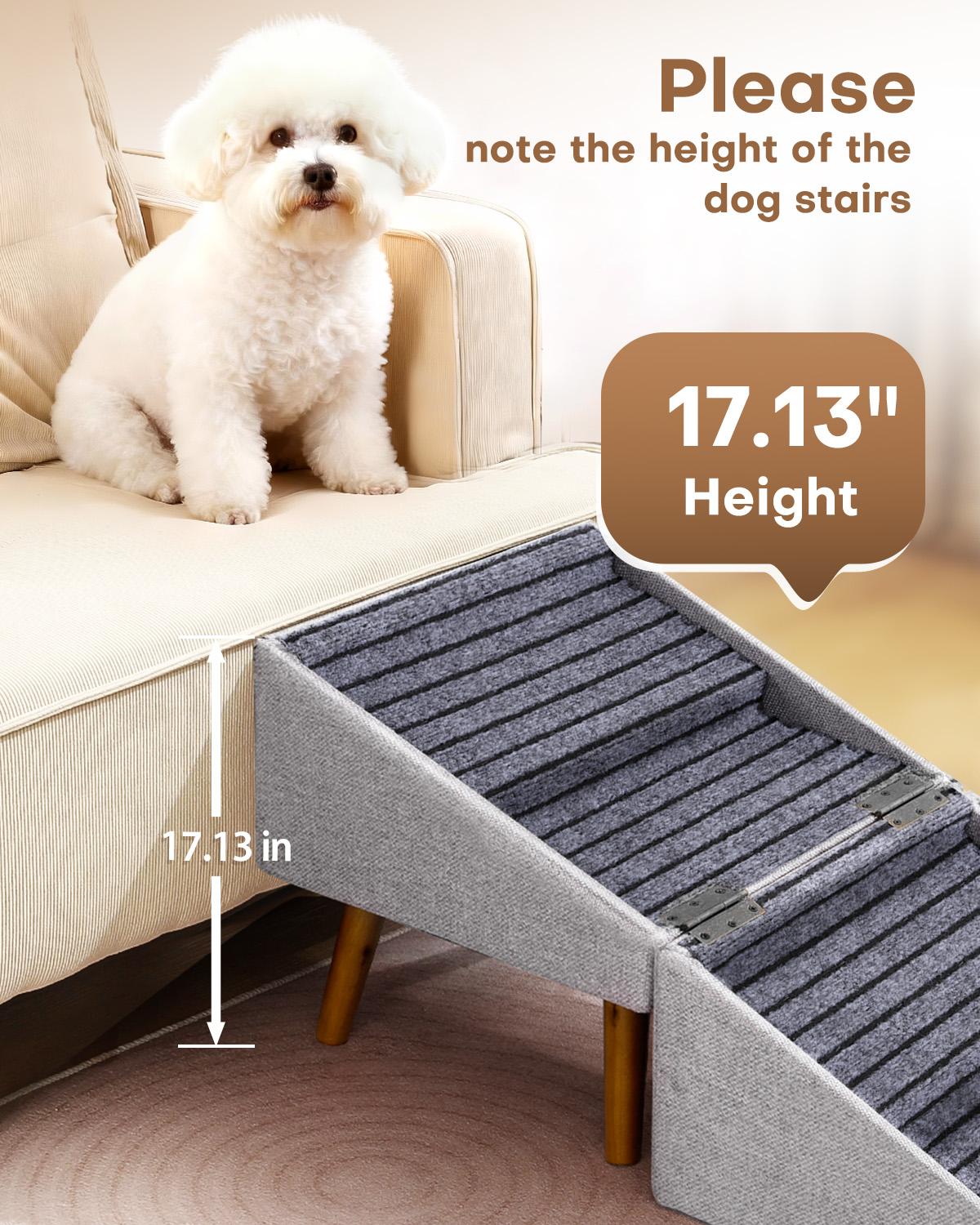 17'' Dog Stairs Ramp for Couch | #SummerVibes #petlovers Ziluce Wooden Ottoman Ramp for Sofa or Short Bed | for Senior,Small, Medium Dogs, Dachshund | 2-in-1 Convertible Home Step Stool with Wood Foot
