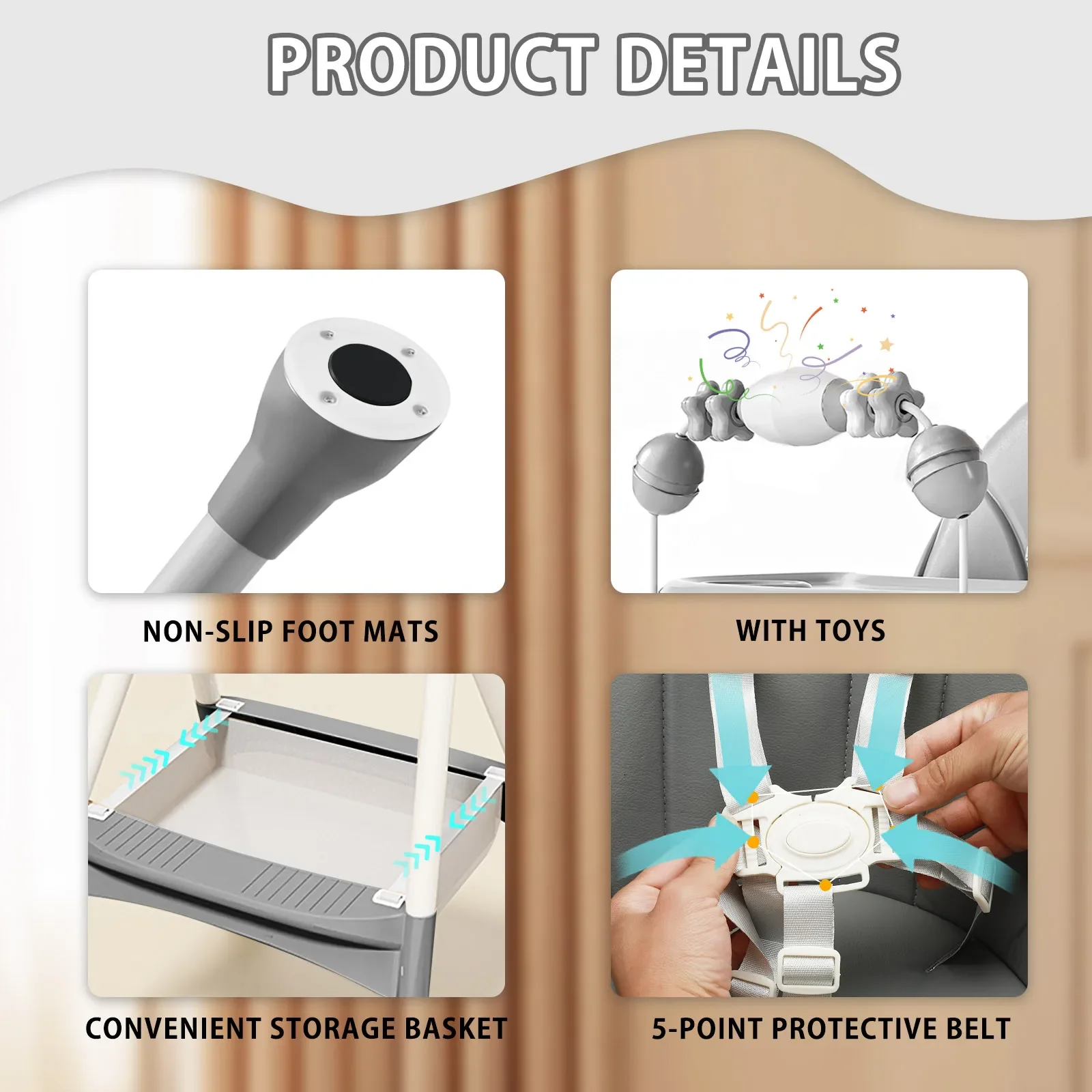 🔥 80% OFF CLEARANCE! Baby High Chair, Portable Baby Dining Chairs Eat & Play Convertible High Chair with Double-Layer Dinner Plate and Toy Rack