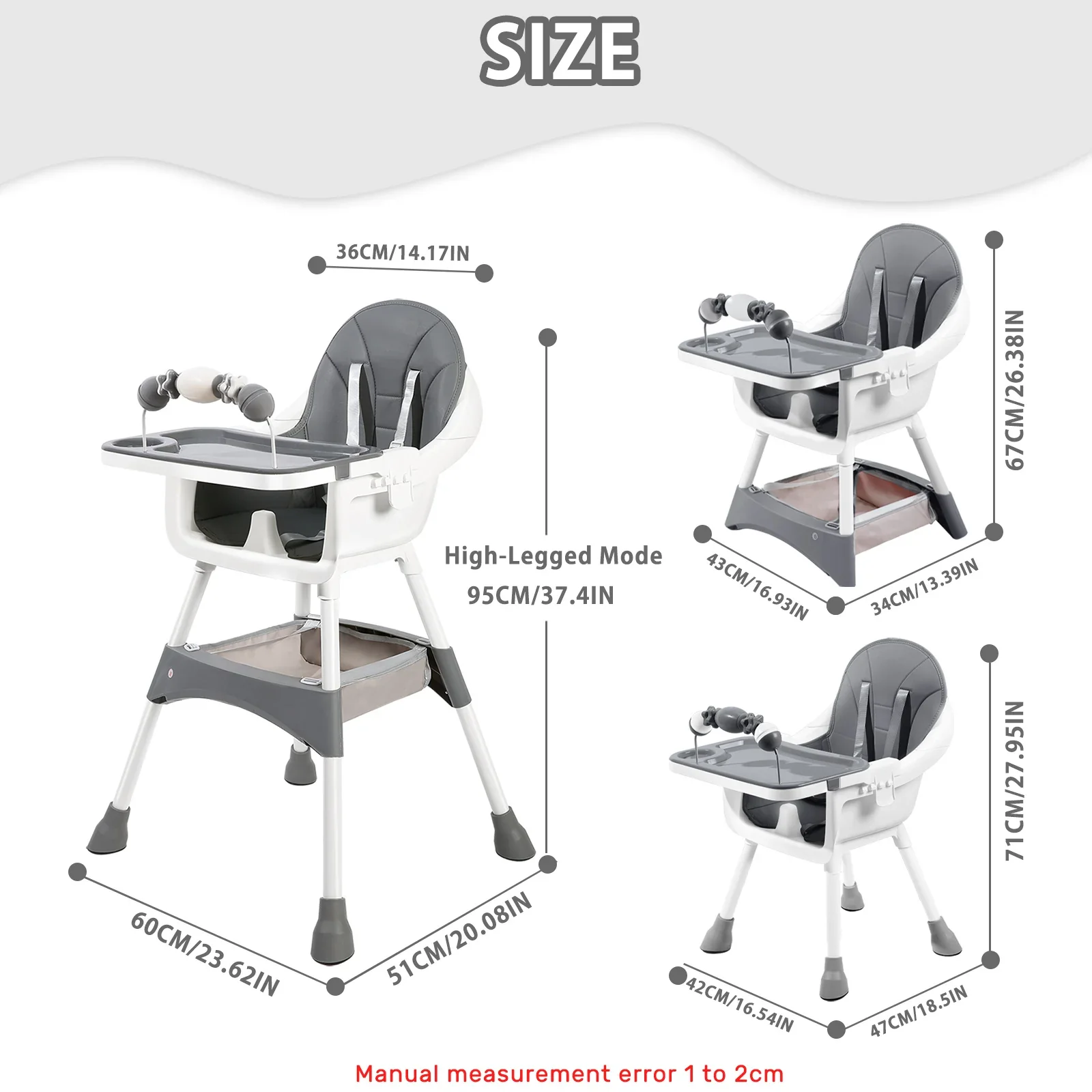 🔥 80% OFF CLEARANCE! Baby High Chair, Portable Baby Dining Chairs Eat & Play Convertible High Chair with Double-Layer Dinner Plate and Toy Rack