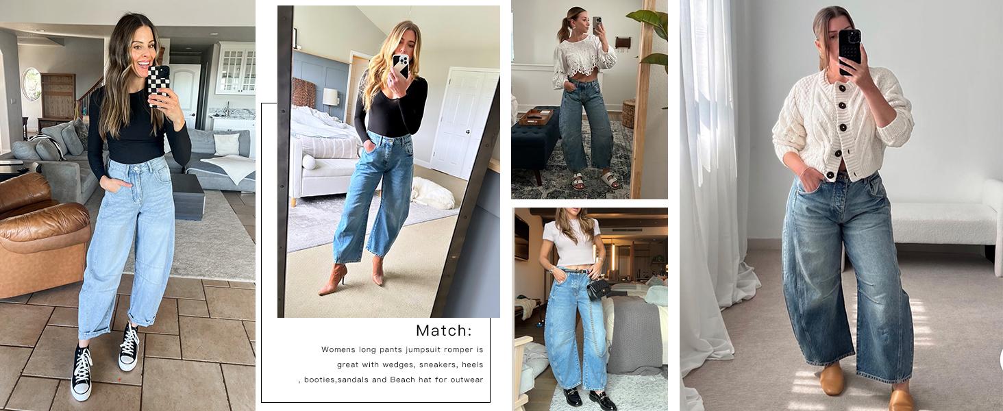 Imily Bela Women's Baggy Boyfriend Jeans Vintage Wide Leg Mid Rise Barrel Denim Ankle Pants Imily Bela Women's Baggy Boyfriend Jeans Vintage Wide Leg Mid Rise Barrel Denim Ankle Pants