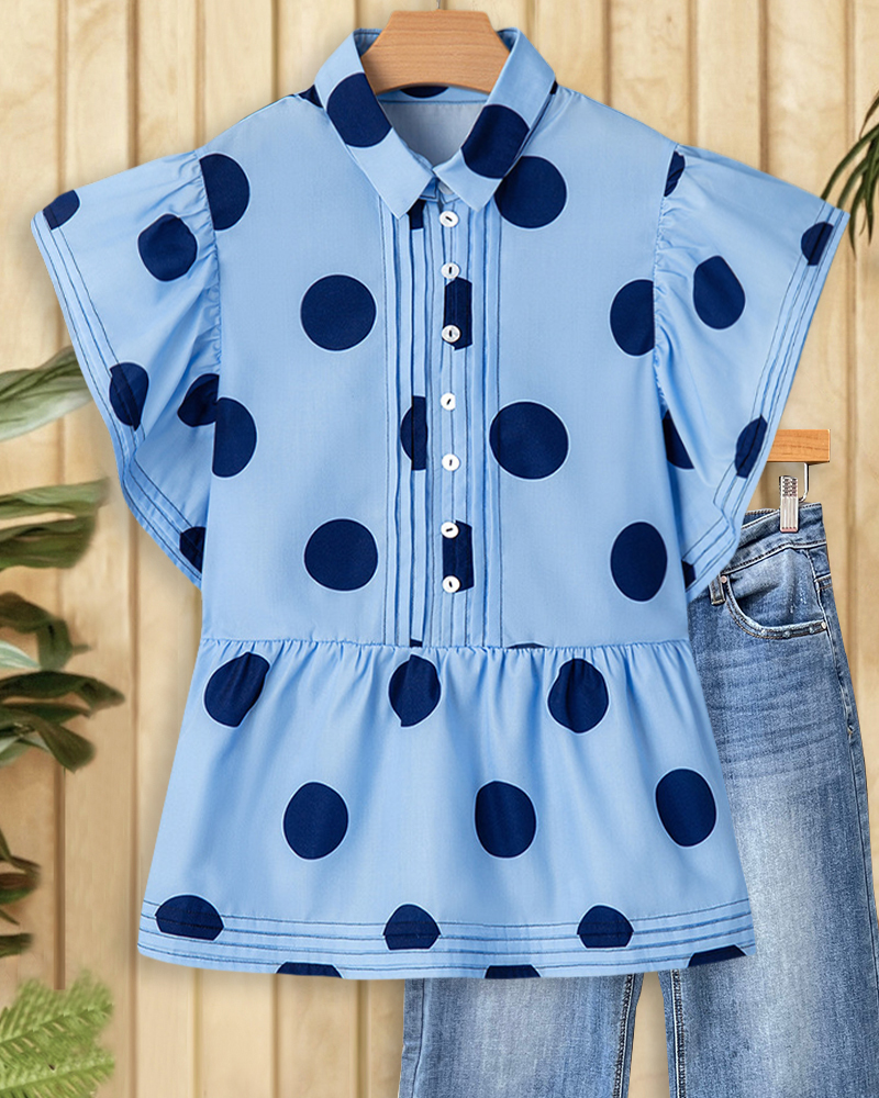 Babydoll Polka Dot Cute Ruffled T-Shirt-S.fashion