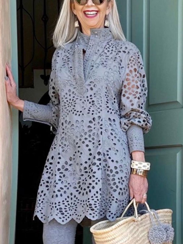 Hollow Long Sleeve Temperament Ladies Suit-S.fashion