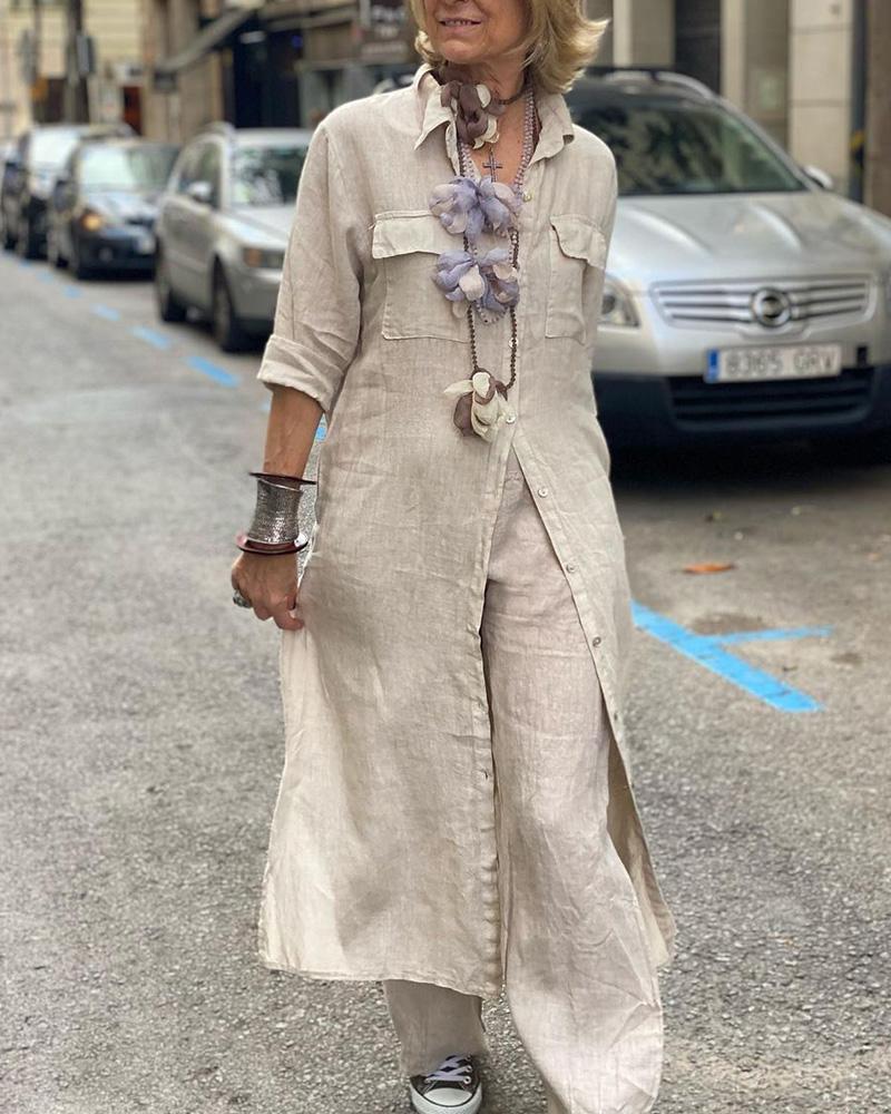 Buttoned Casual Simple Long Sleeve Suit-S.fashion