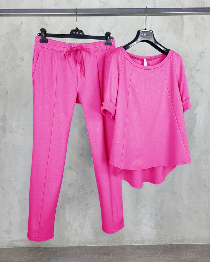 Solid Color Casual Two-piece Suit-S.fashion