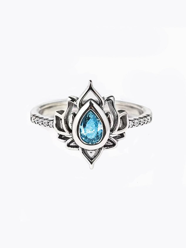 Vintage Floral All Season Metal Wedding Metal Crystal Hot List Ring Ring for Women-S.fashion
