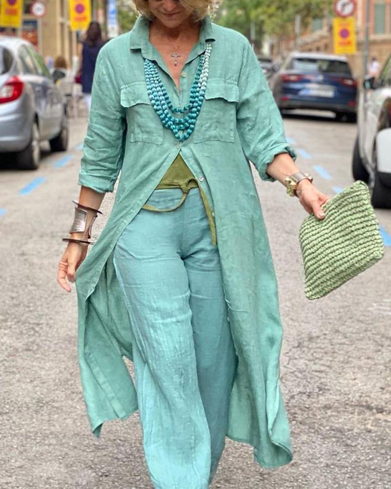 Buttoned Casual Simple Long Sleeve Suit-S.fashion