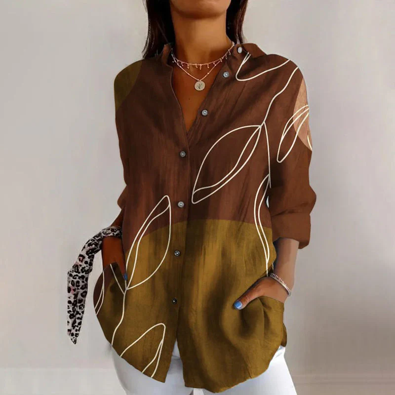Vintage Colour Block Blouse-S.fashion