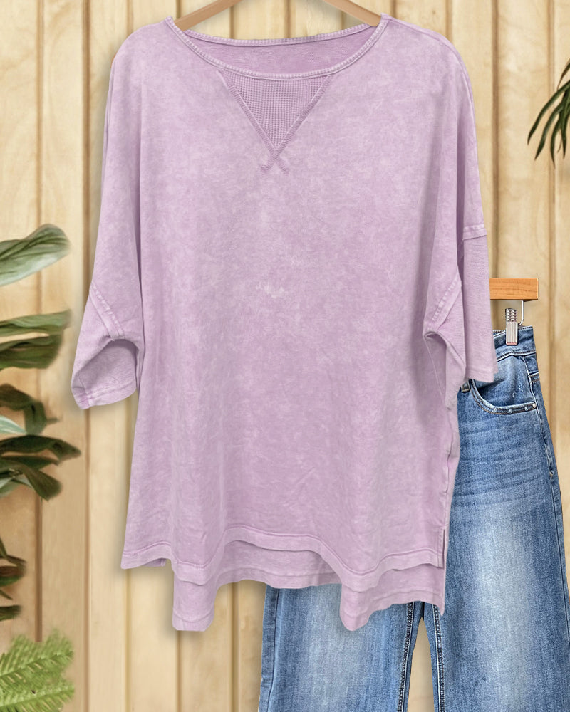 Solid Color Round Neck Urban Casual Wear Blouse-S.fashion