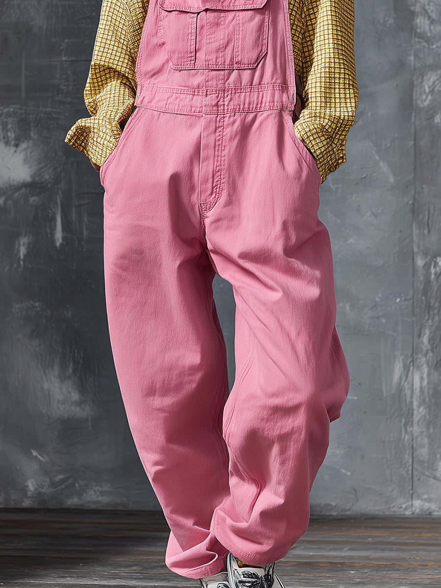 Casual Western Pink Denim Jumpsuit Overalls-S.fashion