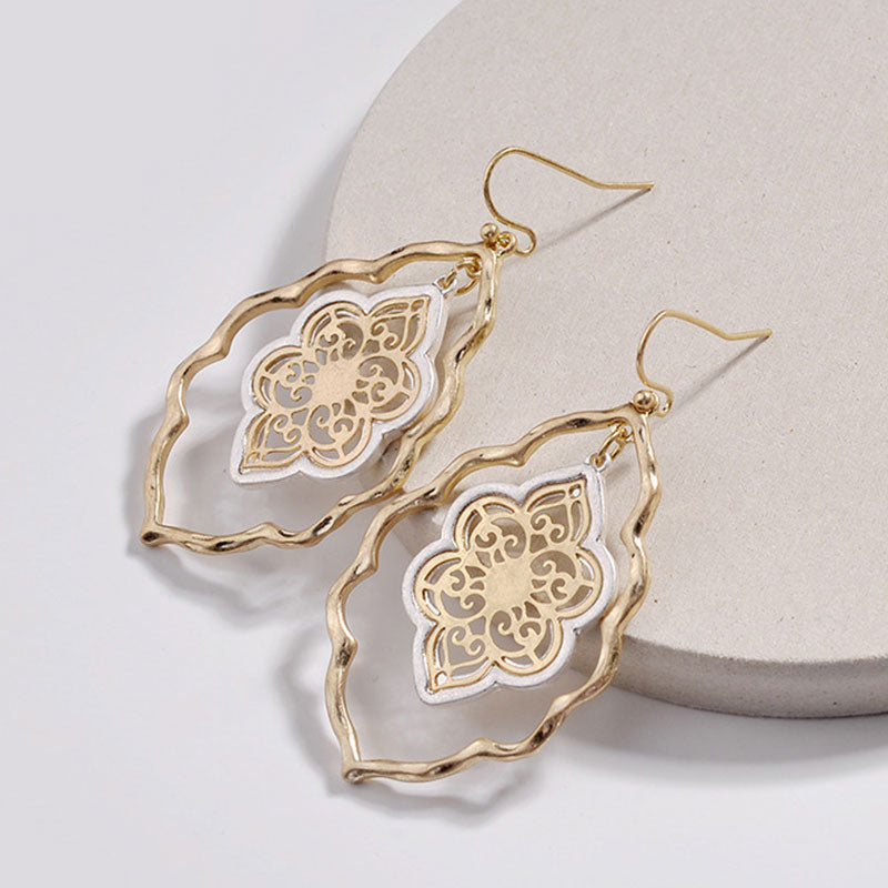 Cutout Flower Design Glamorous Drop-shaped Earrings-S.fashion