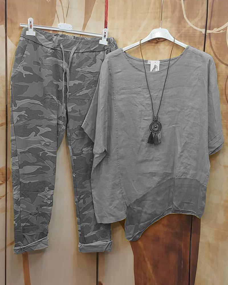 Women's Camouflage Print Casual Two-piece Suits-S.fashion