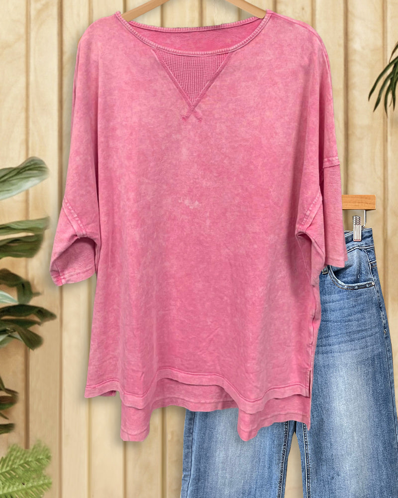 Solid Color Round Neck Urban Casual Wear Blouse-S.fashion